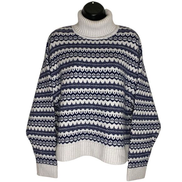 Jumper 1234 Sweater Womens M 2 Turtleneck Fair Isle Cashmere Wool Oversized Boxy - Picture 1 of 13